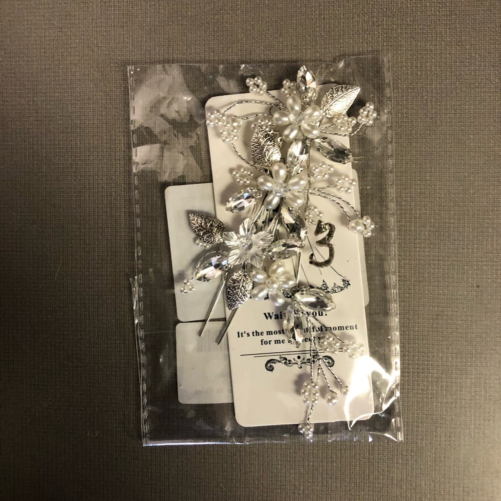 Bridal Floral Silver Hair Piece